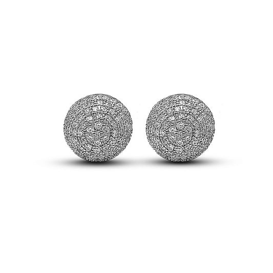 Silver Crystal Globe Studs