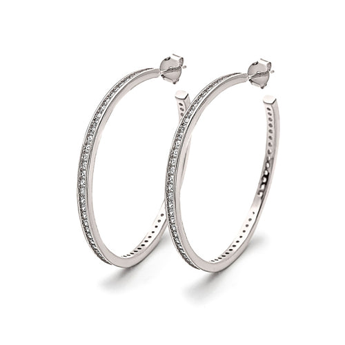 Silver Crystal Curl Earrings