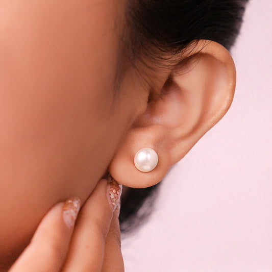 Silver Creame Pearl 8mm Earring