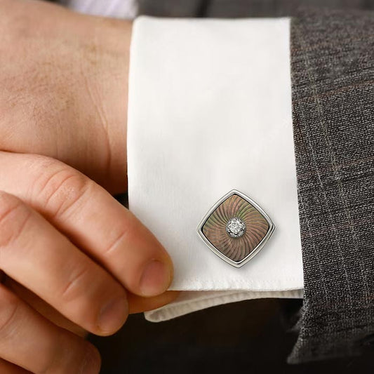 Silver Square Aurora Pearl (MOP) Limited Edition Cufflinks