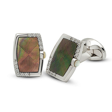 Silver Rectangle Aurora Pearl (MOP) Limited Edition Cufflinks