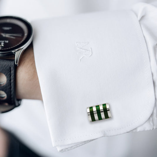 Silver Green Stripe Limited Edition Cufflinks