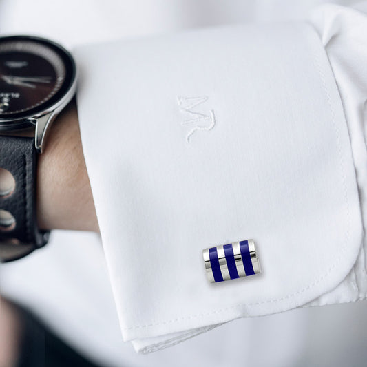 Silver Blue Stripe Limited Edition Cufflinks