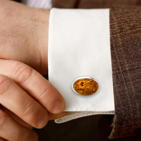 Silver Round Champagne Crystal Limited Edition Cufflinks