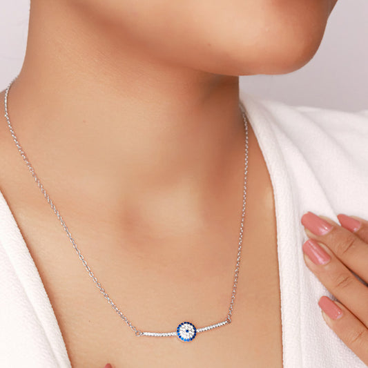 Silver Christie Evil Eye Necklace