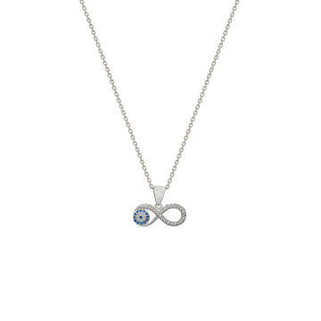 Silver Infinity Eye  Necklace