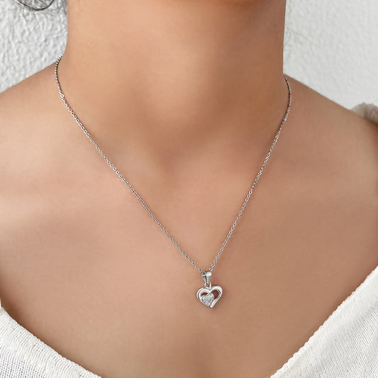 Silver Floating Heart Pendant with Chain