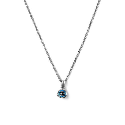 Silver 6 mm Turkish Evil Eye Pendant with Chain