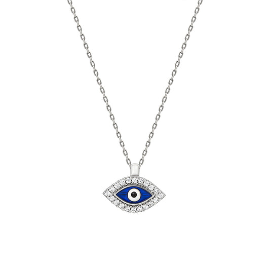 Silver Dark Wide Evil Eye Necklace