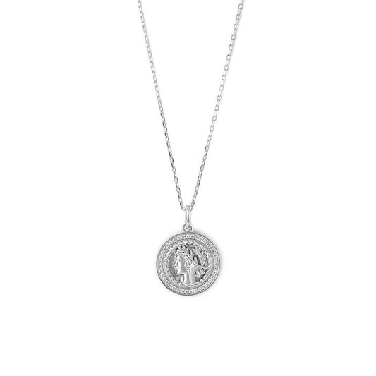 Silver Victorian Coin Pendant with Chain