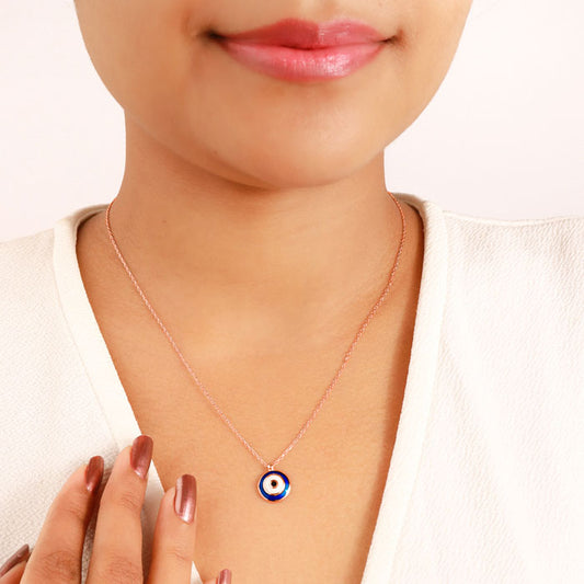 Rose Gold Dark Evil Eye Shield Necklace