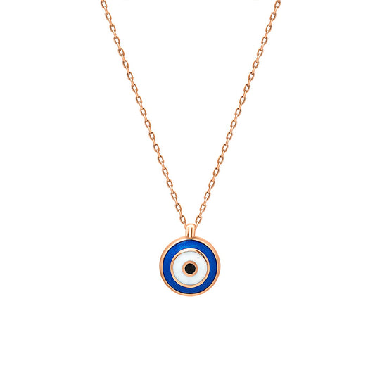 Rose Gold Dark Evil Eye Shield Necklace