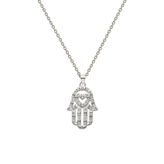 Silver Hamsa Pendant with Chain
