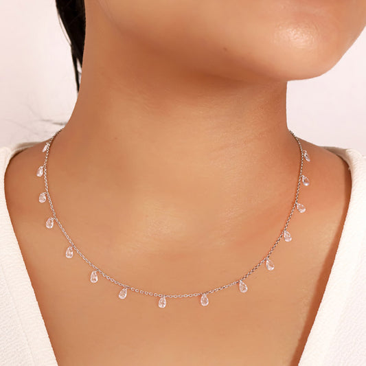 Silver White Crystalized Necklace