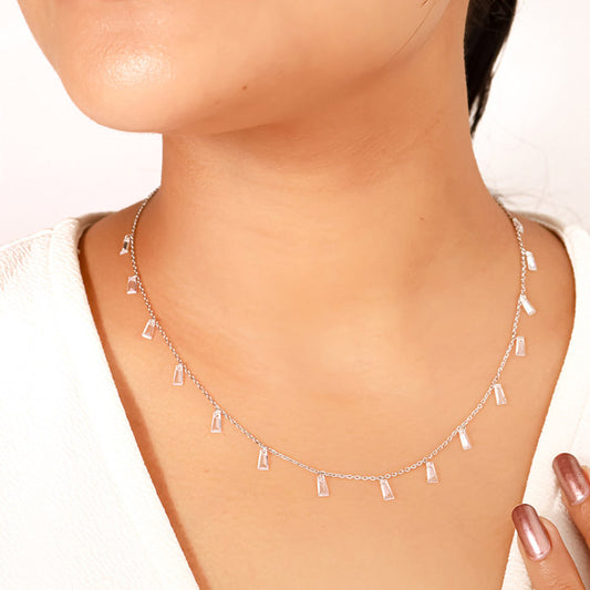 Silver White Radiant Necklace