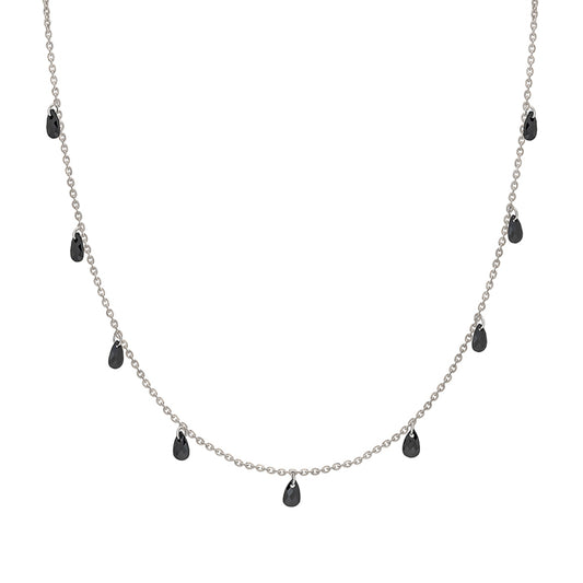 Silver Black Crystalized Necklace