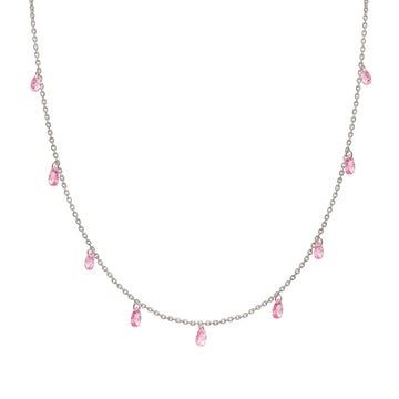Silver Pink Crystalized Necklace