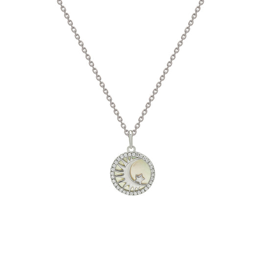 Silver Crescent Pendant with Chain