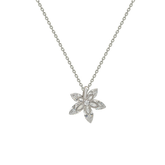 Silver Orchid Pendant with Chain