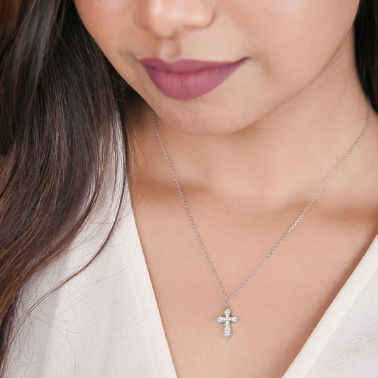 Silver Serene Cross Pendant with Chain