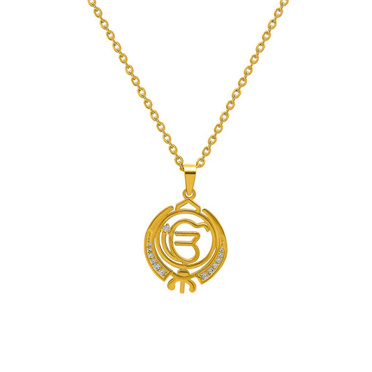 18k Gold plated Ik Onkar Pendant with Chain