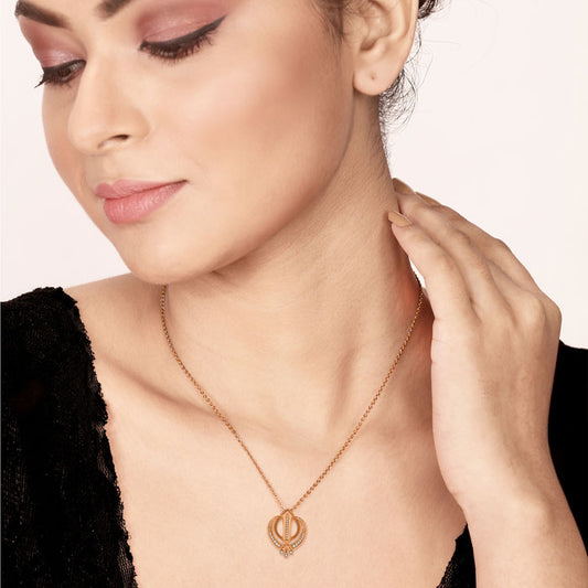 Rose Gold Khanda Pendant with Chain