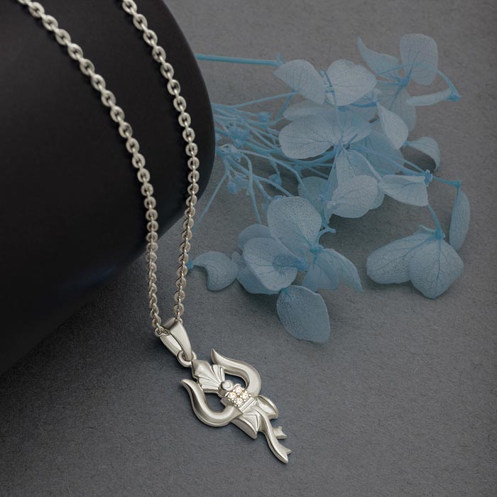 Buy the Silver Trishul Pendant with Chain Silberry
