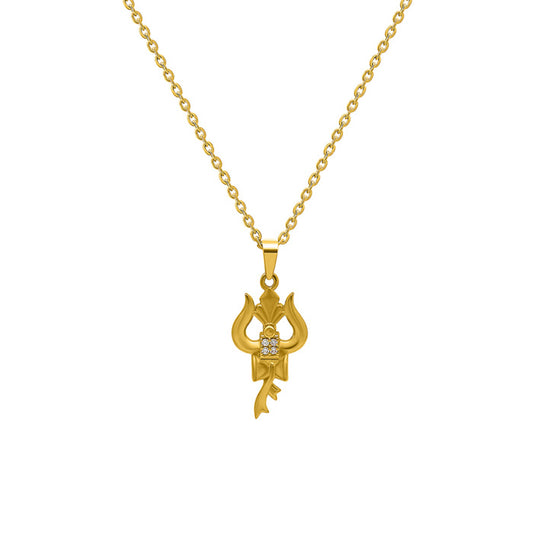 18k Gold plated Trishul Pendant with Chain