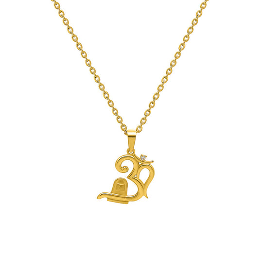18k Gold plated Om Shivling Pendant with Chain