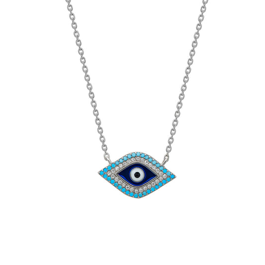 Silver Vibrant Evil Eye Necklace