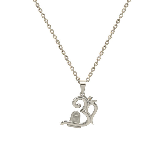 Silver Om Shivling Pendant with Chain