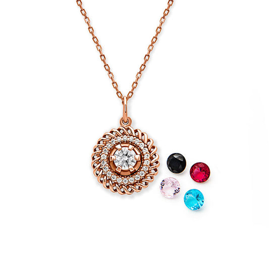 Rose Gold Curl Pendant with Chain (5 in 1 Crystal)