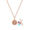 Rose Gold Floral Petal pendant with Chain (5 in 1 Crystal)
