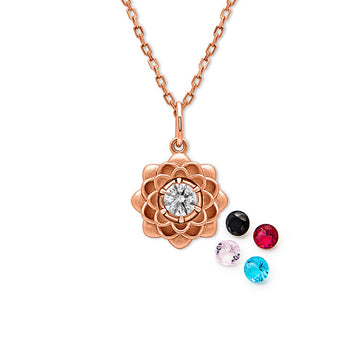 Rose Gold Floral Petal pendant with Chain (5 in 1 Crystal)