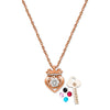Rose Gold Crowned Heart Pendant with Chain (5 in 1 Crystal)