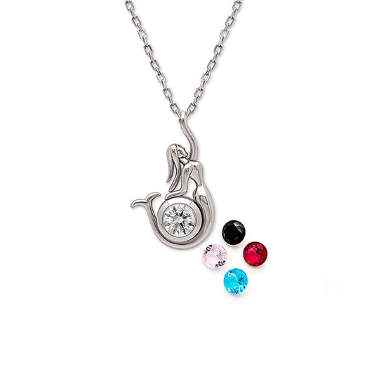 Silver Mermaid Pendant with Chain (5 in 1 Crystal)