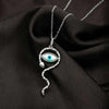 Silver Snakey Evil Eye Pendant with Chain