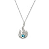 Silver Fiery Evil Eye Pendant with Chain