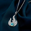 Silver Fiery Evil Eye Pendant with Chain
