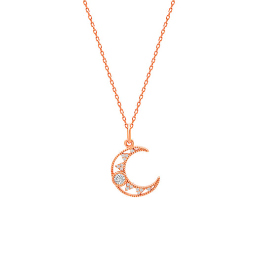 Rose Gold Cresent Pendant with Chain