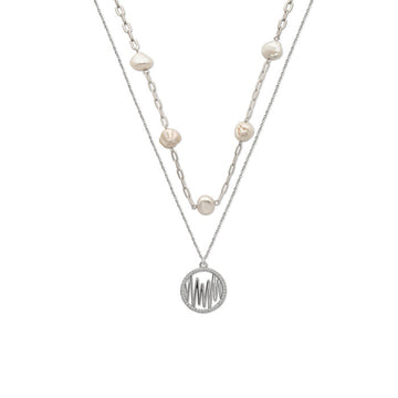 Silver Pearly Abstract Necklace
