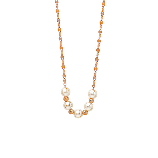 Rose Gold Pearly Charm Necklace