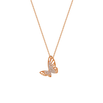 Rose Gold Hanging Butterfly Necklace