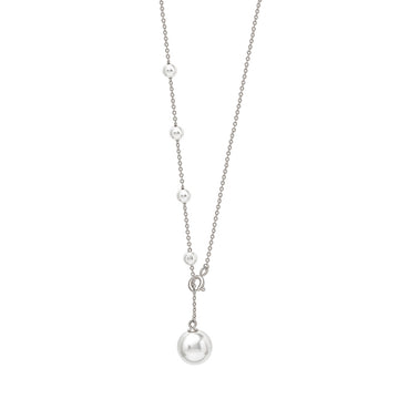 Silver Pearl Drop Necklace