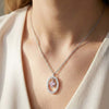 Silver Pink Halo Necklace