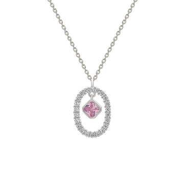 Silver Pink Halo Necklace