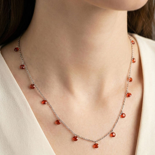 Silver Red Queens Necklace