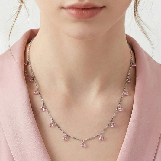 Silver Pink Queens Necklace