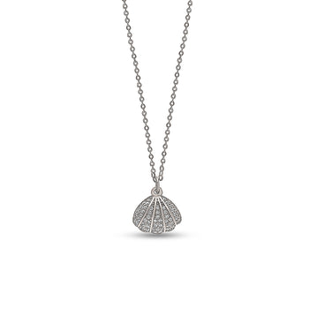 Silver Open Shell Pendant with Chain