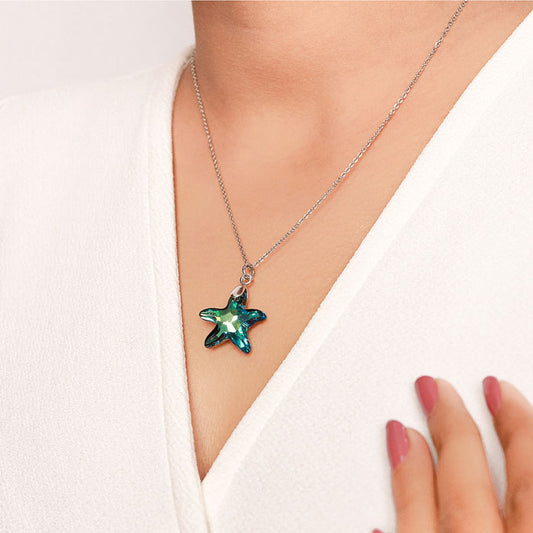 Silver Northern Star Swarovski Pendant with Chain